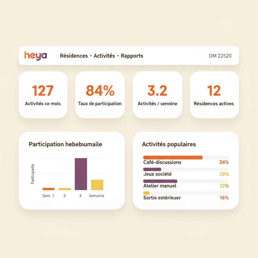 Aperçu du dashboard Heya